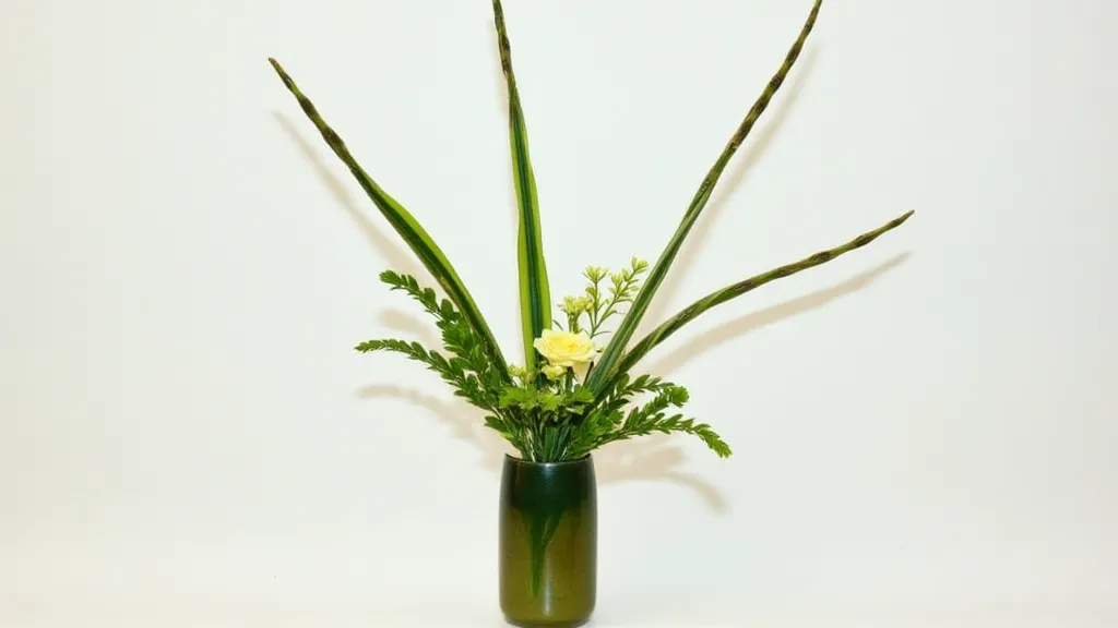 Simple Ikebana arrangement in a vase