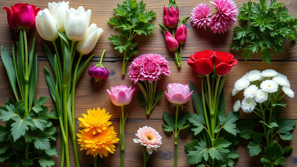 Selection of flowers and foliage for Ikebana
