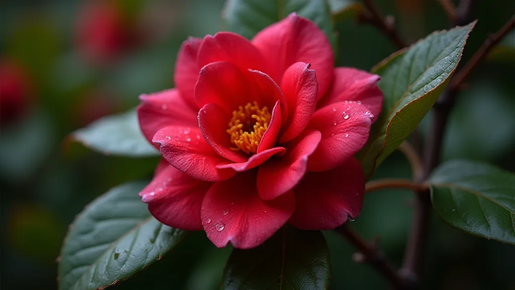 Red Camellia flower