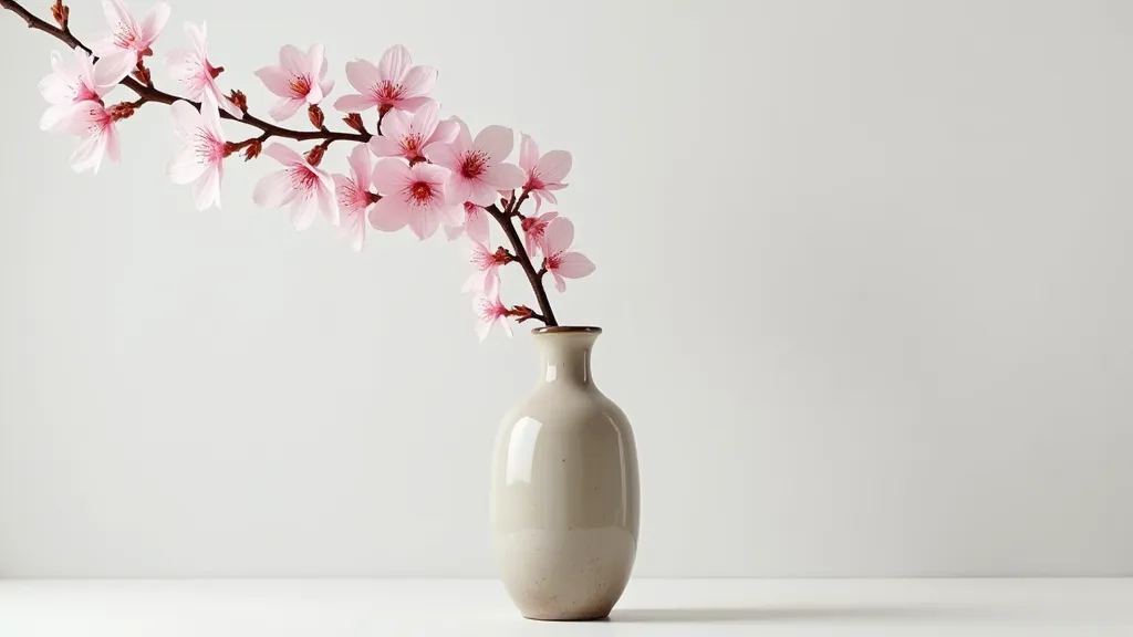Cherry Blossom Branch in Vase