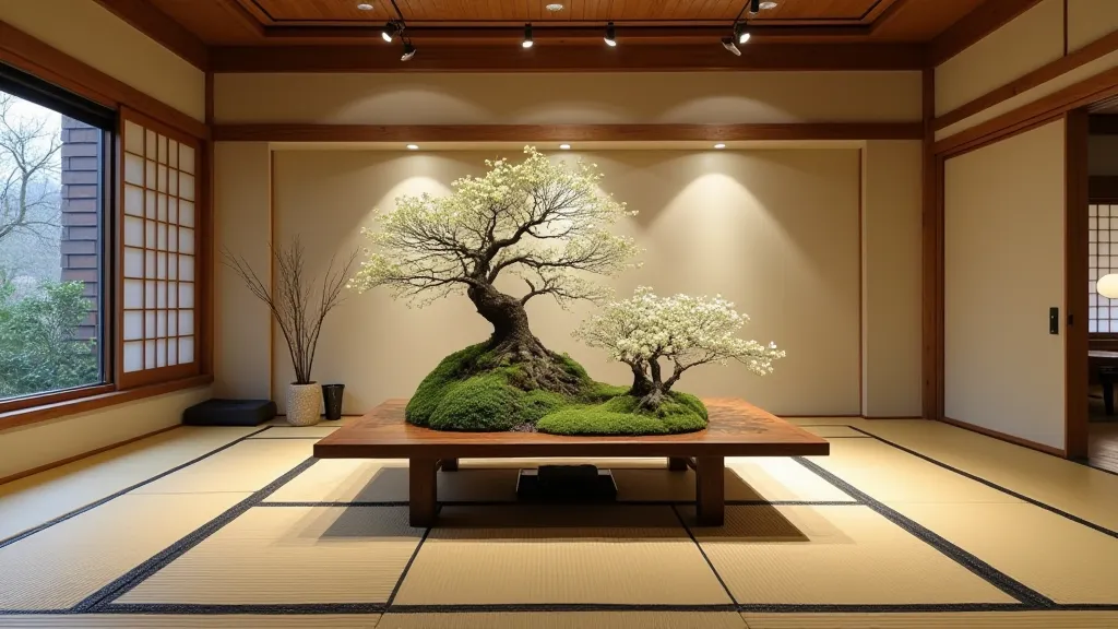 Ikebana arrangement in a traditional Japanese room.