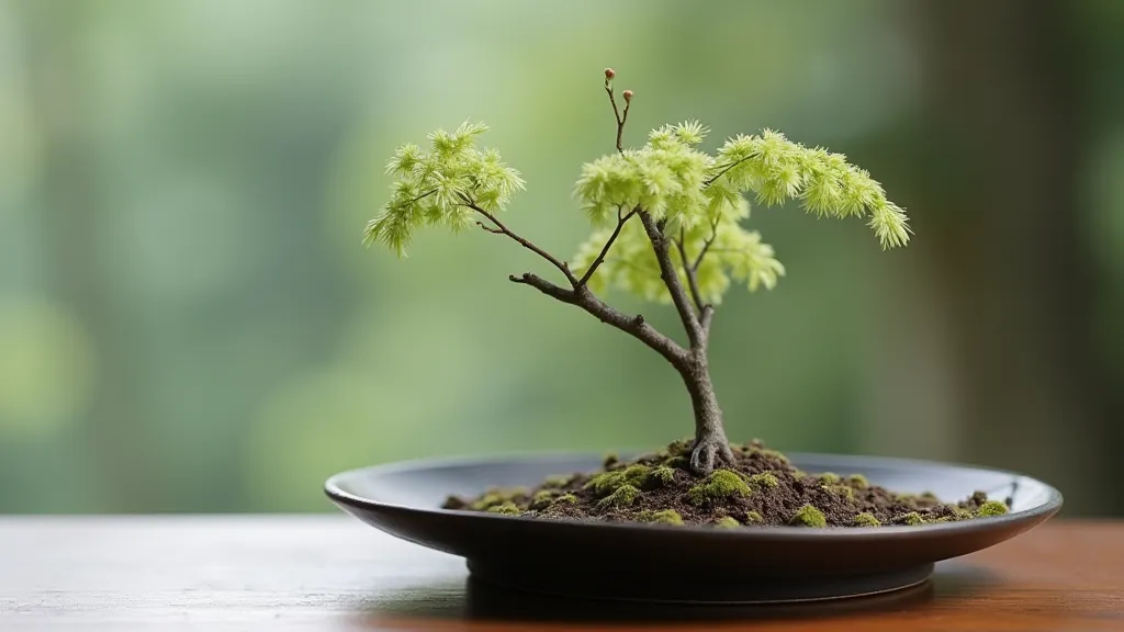 Side view of an Ikebana arrangement demonstrating space.