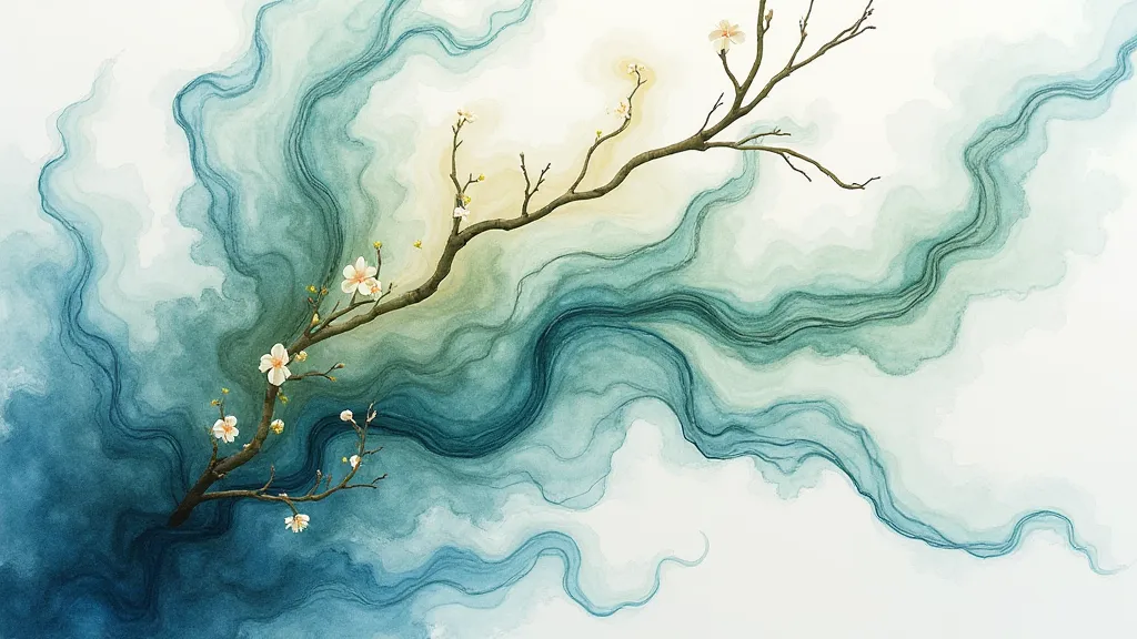 Ikebana arrangement mirroring a watercolor painting