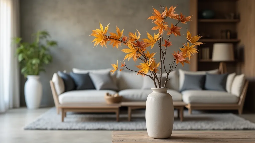 Japanese maple branch in a modern vase