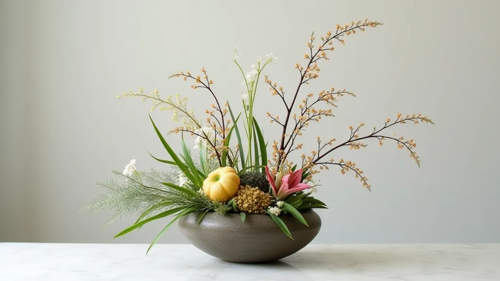 A modern Ikebana arrangement