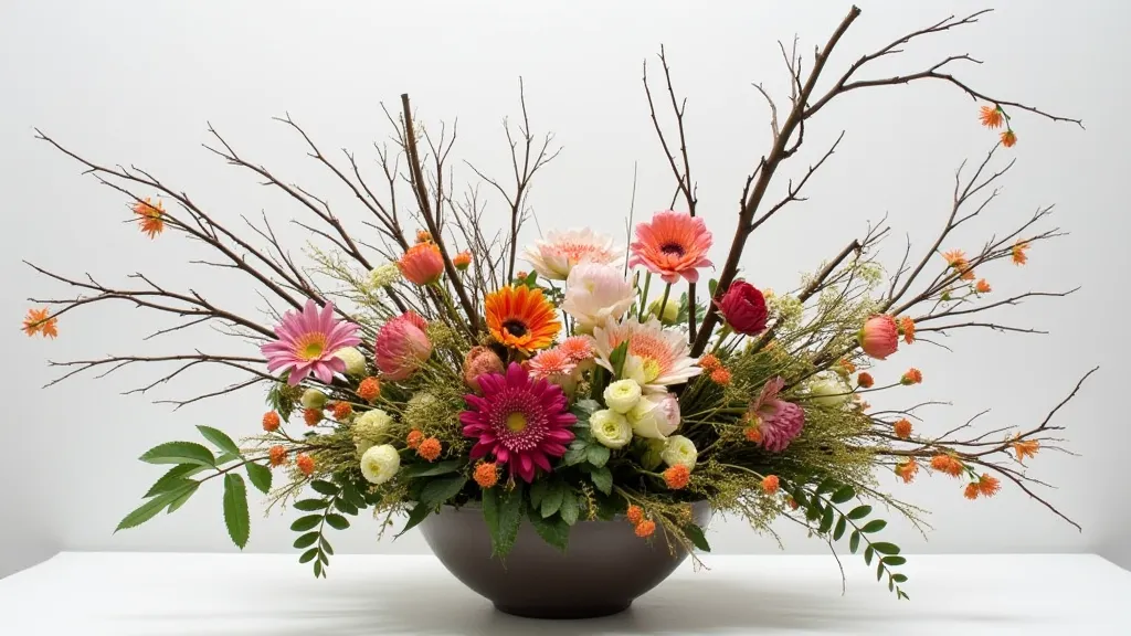 A contemporary Sogetsu Ikebana arrangement