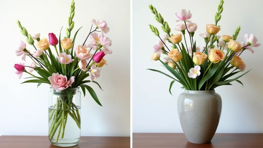 Comparison of vase styles in Ikebana
